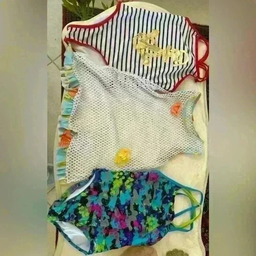 Girl’s Bathing suits and a cover-up kids size 8